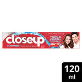 GETIT.QA- Qatar’s Best Online Shopping Website offers CLOSEUP TRIPLE FRESH FORMULA GEL TOOTHPASTE RED HOT 120 ML at the lowest price in Qatar. Free Shipping & COD Available!