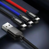 GETIT.QA- Qatar’s Best Online Shopping Website offers TRANDS MULTI COLORED 3 IN 1 USB CABLE WITH LIGHTNING MICRO USB TYPE C CONNECTORS 1.2 METER CA8816 at the lowest price in Qatar. Free Shipping & COD Available!