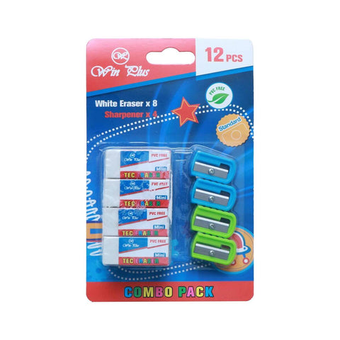 GETIT.QA- Qatar’s Best Online Shopping Website offers WIN PLUS COMBO PACK WHITE ERASER 8'S + SHARPENER 4'S, KR971620 at the lowest price in Qatar. Free Shipping & COD Available!