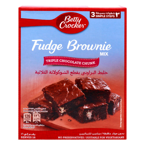 GETIT.QA- Qatar’s Best Online Shopping Website offers BETTY CROCKER TRIPLE CHOCOLATE CHUNK FUDGE BROWNIE MIX 415 G at the lowest price in Qatar. Free Shipping & COD Available!