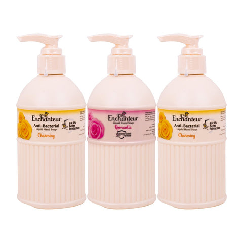 GETIT.QA- Qatar’s Best Online Shopping Website offers ENCHANTEUR ANTI-BACTERIAL LIQUID HAND SOAP ASSORTED 3 X 300ML at the lowest price in Qatar. Free Shipping & COD Available!