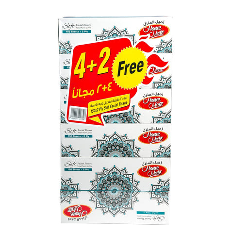 GETIT.QA- Qatar’s Best Online Shopping Website offers HOME MATE FACIAL TISSUE 2PLY 6 X 150 SHEETS at the lowest price in Qatar. Free Shipping & COD Available!