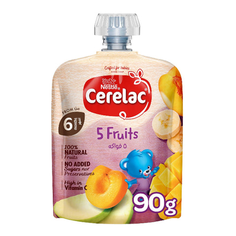 Nestle Cerelac 5 Fruits Puree Pouch Baby Food From 6 Months 90 g