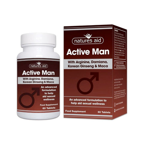 GETIT.QA- Qatar’s Best Online Shopping Website offers NATURES AID ACTIVE MAN WITH ARGININE-- DAMIANA-- KOREAN GINSENG & MACA 60 PCS at the lowest price in Qatar. Free Shipping & COD Available!