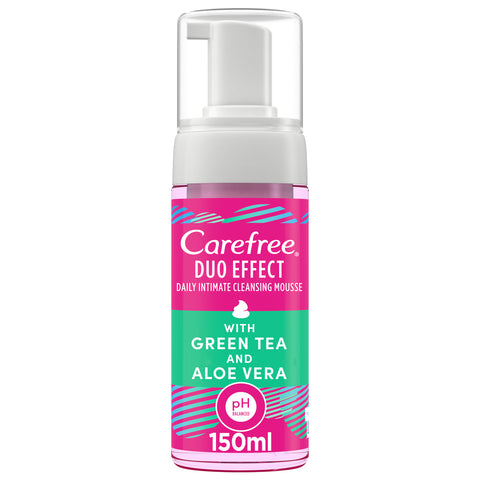 GETIT.QA- Qatar’s Best Online Shopping Website offers CAREFREE DAILY INTIMATE CLEANSING MOUSSE DUO EFFECT WITH GREEN TEA AND ALOE VERA 150 ML at the lowest price in Qatar. Free Shipping & COD Available!