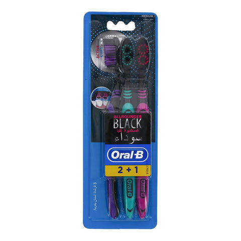 GETIT.QA- Qatar’s Best Online Shopping Website offers ORAL B TOOTHBRUSH ALL ROUNDER BLACK MEDIUM ASSORTED COLOURS 2+1 at the lowest price in Qatar. Free Shipping & COD Available!