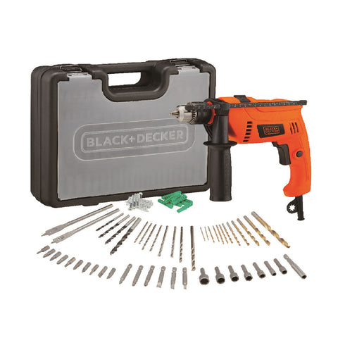 GETIT.QA- Qatar’s Best Online Shopping Website offers BLACK+DECKER HAMMER DRILL WITH VARIABLE SPEED HD650 + ACCESSORIES 50PCS + KIT BOX at the lowest price in Qatar. Free Shipping & COD Available!