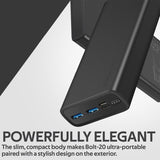 GETIT.QA- Qatar’s Best Online Shopping Website offers PROMATE - BOLT 20 20000MAH PORTABLE POWER BANK SUPER-SLIM FAST CHARGING WITH 2A DUAL USB PORT BLACK at the lowest price in Qatar. Free Shipping & COD Available!