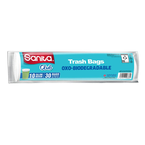 GETIT.QA- Qatar’s Best Online Shopping Website offers SANITA CLUB TRASH BAGS BIODEGRADABLE 10 GALLONS SIZE 65 X 52CM 30PCS at the lowest price in Qatar. Free Shipping & COD Available!