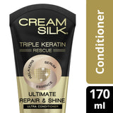 GETIT.QA- Qatar’s Best Online Shopping Website offers CREAM SILK TRIPLE KERATIN RESCUE ULTIMATE REPAIR & SHINE CONDITIONER 170 ML at the lowest price in Qatar. Free Shipping & COD Available!