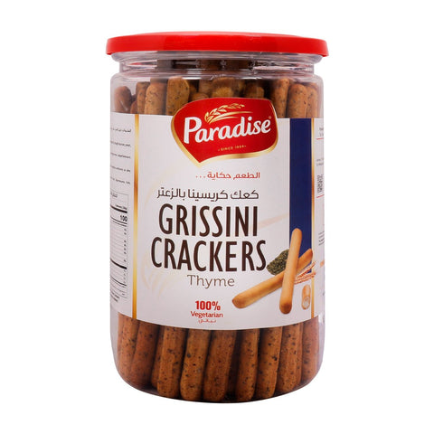 GETIT.QA- Qatar’s Best Online Shopping Website offers PARADISE GRISSINI CRACKERS THYME 300G at the lowest price in Qatar. Free Shipping & COD Available!