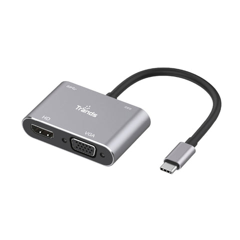 GETIT.QA- Qatar’s Best Online Shopping Website offers TRANDS TYPE-C TO HDMI VGA USB3.0 ADAPTOR WITH PD CHARGE TR-CA5857 at the lowest price in Qatar. Free Shipping & COD Available!