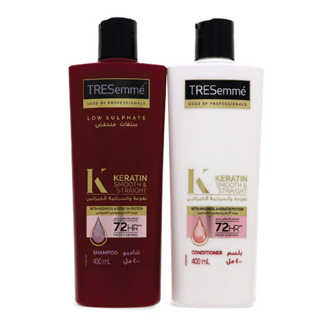 GETIT.QA- Qatar’s Best Online Shopping Website offers TRES EMME SHAMPOO KERATIN SMOOTH & STRAIGHT 400 ML + CONDITIONER 400 ML at the lowest price in Qatar. Free Shipping & COD Available!