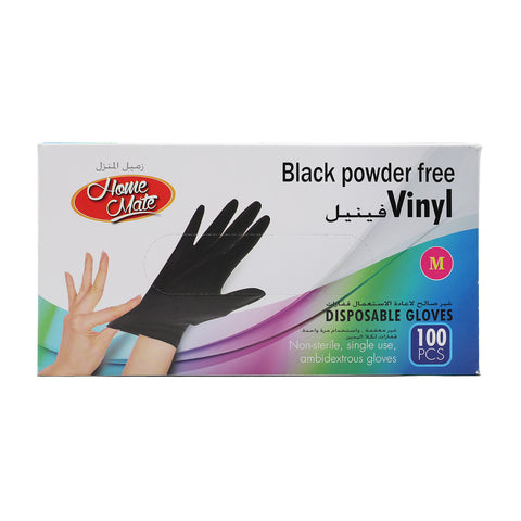 GETIT.QA- Qatar’s Best Online Shopping Website offers HOME MATE VINYL GLOVES BLACK POWDER FREE MEDIUM 100PCS
 at the lowest price in Qatar. Free Shipping & COD Available!