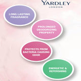 GETIT.QA- Qatar’s Best Online Shopping Website offers YARDLEY ENGLISH ROSE REFRESHING BODY SPRAY 200 ML at the lowest price in Qatar. Free Shipping & COD Available!