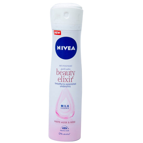 GETIT.QA- Qatar’s Best Online Shopping Website offers NIVEA DEO ANTI-PERSPIRANT BEAUTY ELIXIR WHITE MUSK & ROSE 150 ML at the lowest price in Qatar. Free Shipping & COD Available!