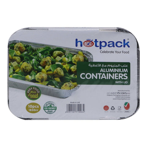 GETIT.QA- Qatar’s Best Online Shopping Website offers HOTPACK ALUMINIUM CONTAINERS WITH LID 1850CC 10PCS at the lowest price in Qatar. Free Shipping & COD Available!