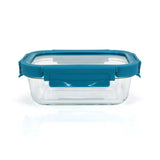 GETIT.QA- Qatar’s Best Online Shopping Website offers CHEFLINE RECTANGLE FOOD STORAGE GLASS CONTAINER WITH LID-- BLUE (TEAL BLUE)-- 1050 ML at the lowest price in Qatar. Free Shipping & COD Available!