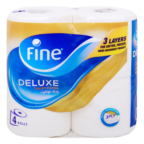 GETIT.QA- Qatar’s Best Online Shopping Website offers FINE DELUXE NEW & IMPROVED FLUSHABLE TOILET PAPER 3PLY 4 ROLLS at the lowest price in Qatar. Free Shipping & COD Available!