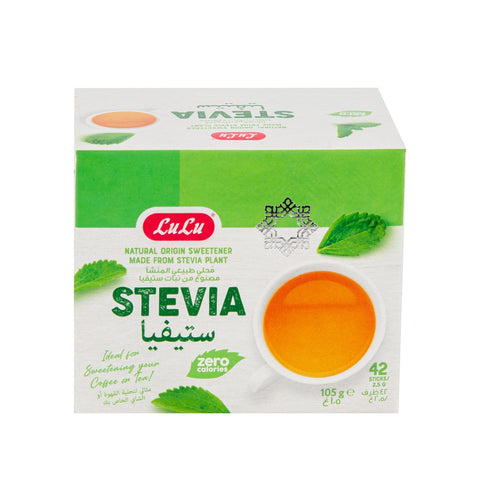 GETIT.QA- Qatar’s Best Online Shopping Website offers LULU STEVIA ZERO CALORIES SWEETENER STICKS 42 X 2.5 G at the lowest price in Qatar. Free Shipping & COD Available!