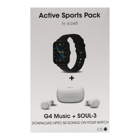 GETIT.QA- Qatar’s Best Online Shopping Website offers X CELL CALLING WATCH G4 BLACK + EARBUDS SOUL 3 at the lowest price in Qatar. Free Shipping & COD Available!