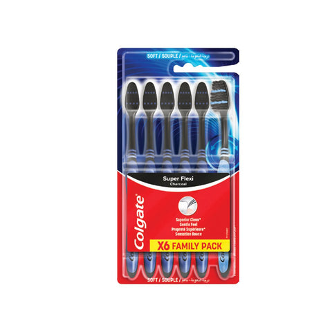 GETIT.QA- Qatar’s Best Online Shopping Website offers COLGATE SUPER FLEXI CHARCOAL SOFT TOOTHBRUSH 6 PCS at the lowest price in Qatar. Free Shipping & COD Available!