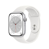 GETIT.QA- Qatar’s Best Online Shopping Website offers APPLE WATCH SERIES 8 GPS SILVER ALUMINIUM CASE WITH WHITE SPORT BAND-- 41 MM-- MP6K3AE at the lowest price in Qatar. Free Shipping & COD Available!