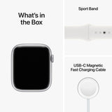 GETIT.QA- Qatar’s Best Online Shopping Website offers APPLE WATCH SERIES 8 GPS SILVER ALUMINIUM CASE WITH WHITE SPORT BAND-- 41 MM-- MP6K3AE at the lowest price in Qatar. Free Shipping & COD Available!