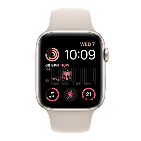 GETIT.QA- Qatar’s Best Online Shopping Website offers APPLE WATCH SE GPS STARLIGHT ALUMINIUM CASE WITH STARLIGHT SPORT BAND-- 40 MM-- MNJP3AE at the lowest price in Qatar. Free Shipping & COD Available!