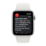 GETIT.QA- Qatar’s Best Online Shopping Website offers APPLE WATCH SE GPS SILVER ALUMINIUM CASE WITH WHITE SPORT BAND-- 44 MM-- MNK23AE at the lowest price in Qatar. Free Shipping & COD Available!