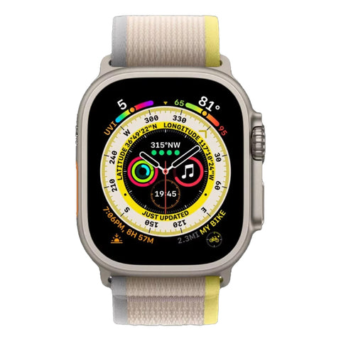 GETIT.QA- Qatar’s Best Online Shopping Website offers APPLE WATCH ULTRA GPS + CELLULAR TITANIUM CASE WITH YELLOW/BEIGE TRAIL LOOP, 49 MM, MEDIUM/LARGE (BAND SIZE), MQFU3 at the lowest price in Qatar. Free Shipping & COD Available!