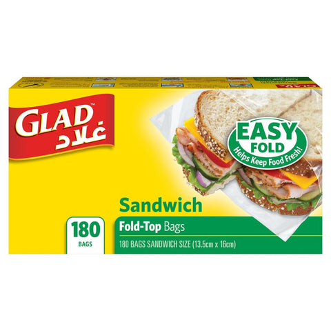 GETIT.QA- Qatar’s Best Online Shopping Website offers GLAD SANDWICH FOLD TOP BAGS SIZE 13.5CM X 16CM 180PCS at the lowest price in Qatar. Free Shipping & COD Available!