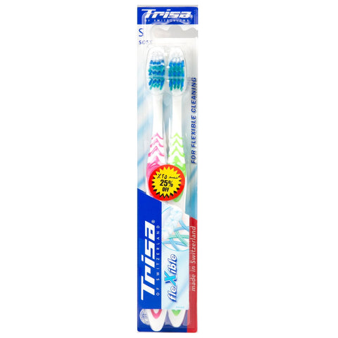 GETIT.QA- Qatar’s Best Online Shopping Website offers TRISA TOOTHBRUSH FLEXIBLE SOFT ASSORTED COLOURS 2 PCS at the lowest price in Qatar. Free Shipping & COD Available!