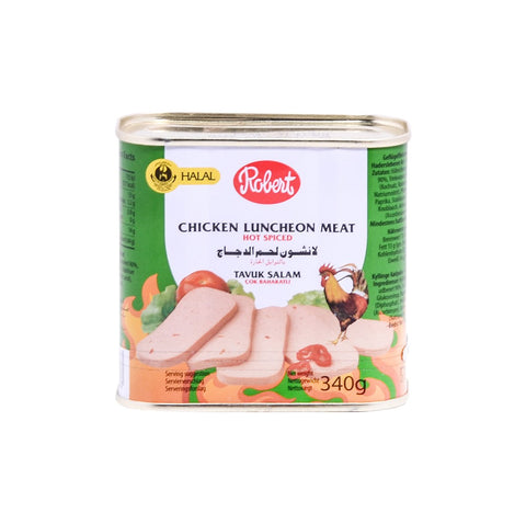 GETIT.QA- Qatar’s Best Online Shopping Website offers ROBERT CHICKEN LUNCHEON MEAT HOT SPICED 340 G at the lowest price in Qatar. Free Shipping & COD Available!