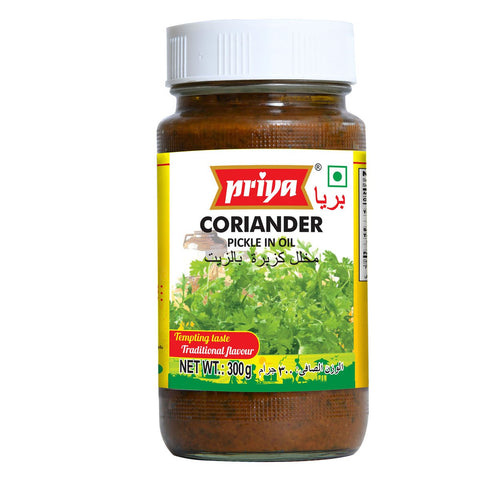 GETIT.QA- Qatar’s Best Online Shopping Website offers PRIYA CORIANDER PICKLE IN OIL-- 300 G at the lowest price in Qatar. Free Shipping & COD Available!