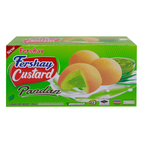 GETIT.QA- Qatar’s Best Online Shopping Website offers Fershay Custard Pandan Puff Cake 12 x 17 g at the lowest price in Qatar. Free Shipping & COD Available!