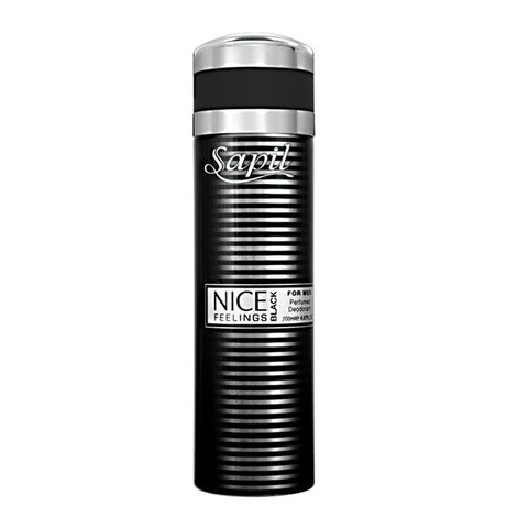 GETIT.QA- Qatar’s Best Online Shopping Website offers SAPIL NICE FEELINGS BLACK PERFUMED DEODORANT FOR MEN 200ML at the lowest price in Qatar. Free Shipping & COD Available!