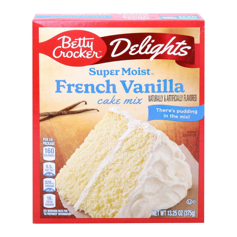 GETIT.QA- Qatar’s Best Online Shopping Website offers BETTY CROCKER DELIGHTS SUPER MOIST FRENCH VANILLA CAKE MIX 375 G at the lowest price in Qatar. Free Shipping & COD Available!