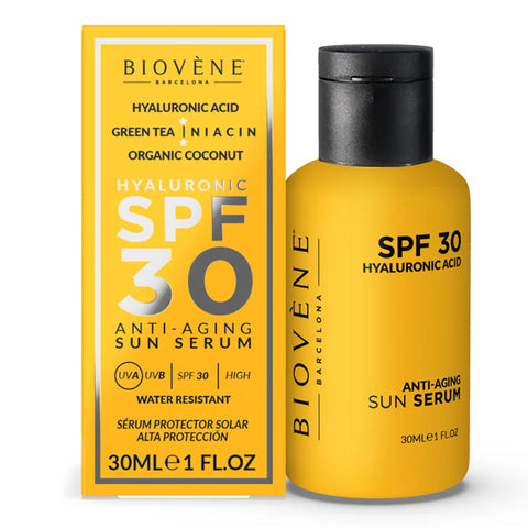 GETIT.QA- Qatar’s Best Online Shopping Website offers Biovene Barcelona Hyaluronic SPF 30 Anti Aging Sun Serum 30 ml at the lowest price in Qatar. Free Shipping & COD Available!