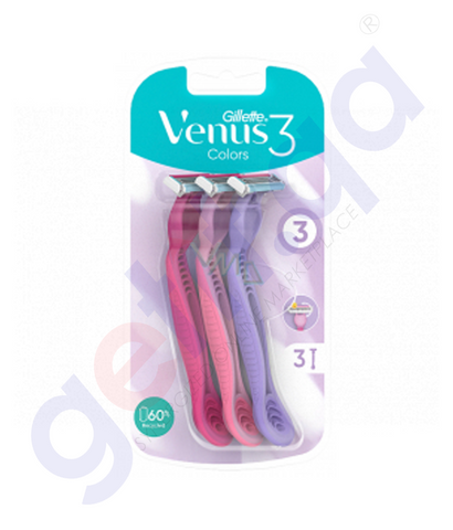 BUY GILLETTE VENUS 3 COLORS 3 BLADES IN QATAR | HOME DELIVERY WITH COD ON ALL ORDERS ALL OVER QATAR FROM GETIT.QA