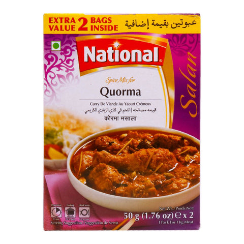 GETIT.QA- Qatar’s Best Online Shopping Website offers NATIONAL QUORMA MASALA MIX 2 X 50G at the lowest price in Qatar. Free Shipping & COD Available!