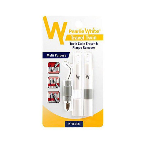 GETIT.QA- Qatar’s Best Online Shopping Website offers PEARLIE WHITE TRAVEL TWIN TOOTH STAIN ERASER & PLAQUE REMOVER 2 PCS at the lowest price in Qatar. Free Shipping & COD Available!