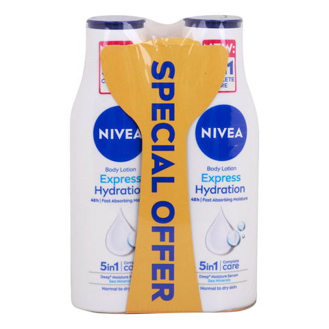 GETIT.QA- Qatar’s Best Online Shopping Website offers Nivea Express Hydration Body Lotion Value Pack 2 x 250 ml at the lowest price in Qatar. Free Shipping & COD Available!