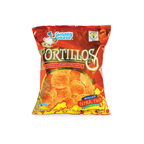 GETIT.QA- Qatar’s Best Online Shopping Website offers GRANNY GOOSE TORTILLOS CHEESE FLAVORED CORN SNACKS 100 G at the lowest price in Qatar. Free Shipping & COD Available!