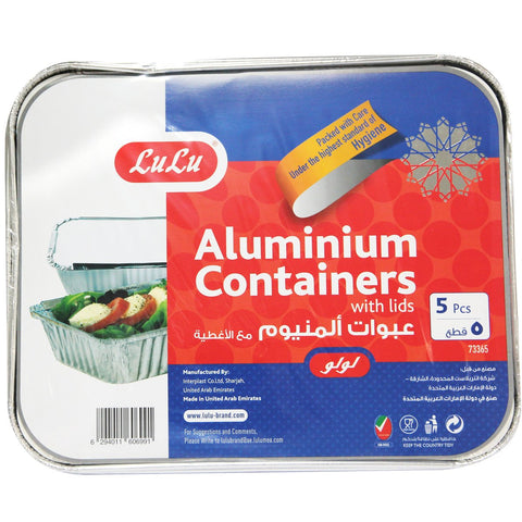 GETIT.QA- Qatar’s Best Online Shopping Website offers LULU ALUMINIUM CONTAINERS WITH LIDS 5PCS at the lowest price in Qatar. Free Shipping & COD Available!