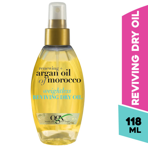 GETIT.QA- Qatar’s Best Online Shopping Website offers OGX HAIR OIL RENEWING + ARGAN OIL SPRAY 118 ML at the lowest price in Qatar. Free Shipping & COD Available!