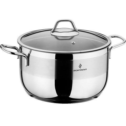 GETIT.QA- Qatar’s Best Online Shopping Website offers SOFRAM STAINLESS STEEL COOKING POT WITH LID 22CM at the lowest price in Qatar. Free Shipping & COD Available!