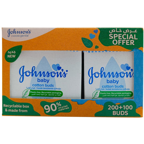 GETIT.QA- Qatar’s Best Online Shopping Website offers JOHNSONS BABY COTTON BUDS 200 PCS + 100 PCS at the lowest price in Qatar. Free Shipping & COD Available!