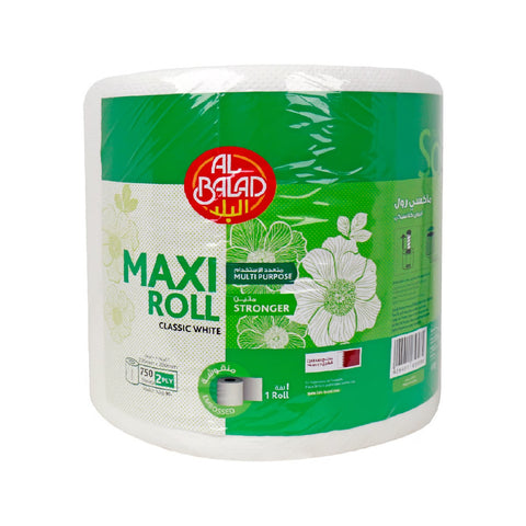 GETIT.QA- Qatar’s Best Online Shopping Website offers AL BALAD EMBOSSED MAXI ROLL CLASSIC WHITE 2PLY 750 SHEETS 1 ROLL at the lowest price in Qatar. Free Shipping & COD Available!