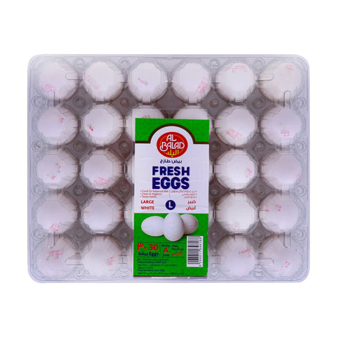 GETIT.QA- Qatar’s Best Online Shopping Website offers AL BALAD WHITE EGGS LARGE 30PCS at the lowest price in Qatar. Free Shipping & COD Available!
